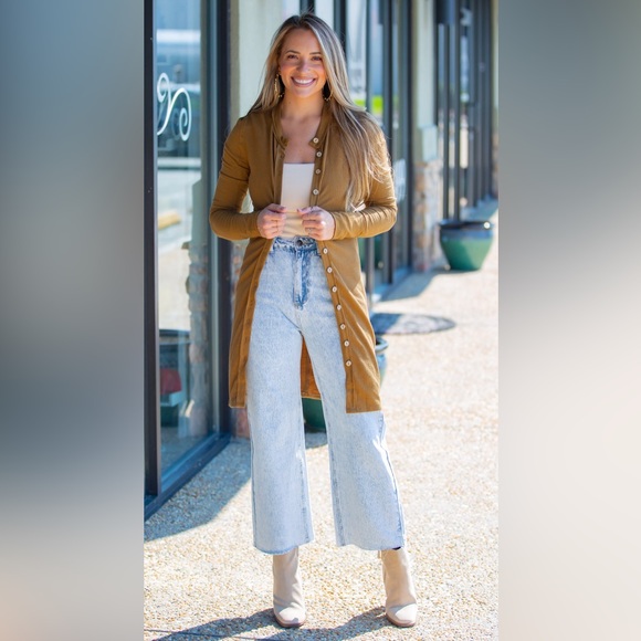 🌻🆕FREE PEOPLE GIA CARDI-Warm Tobacco color-Size X-Small Left - Picture 10 of 15